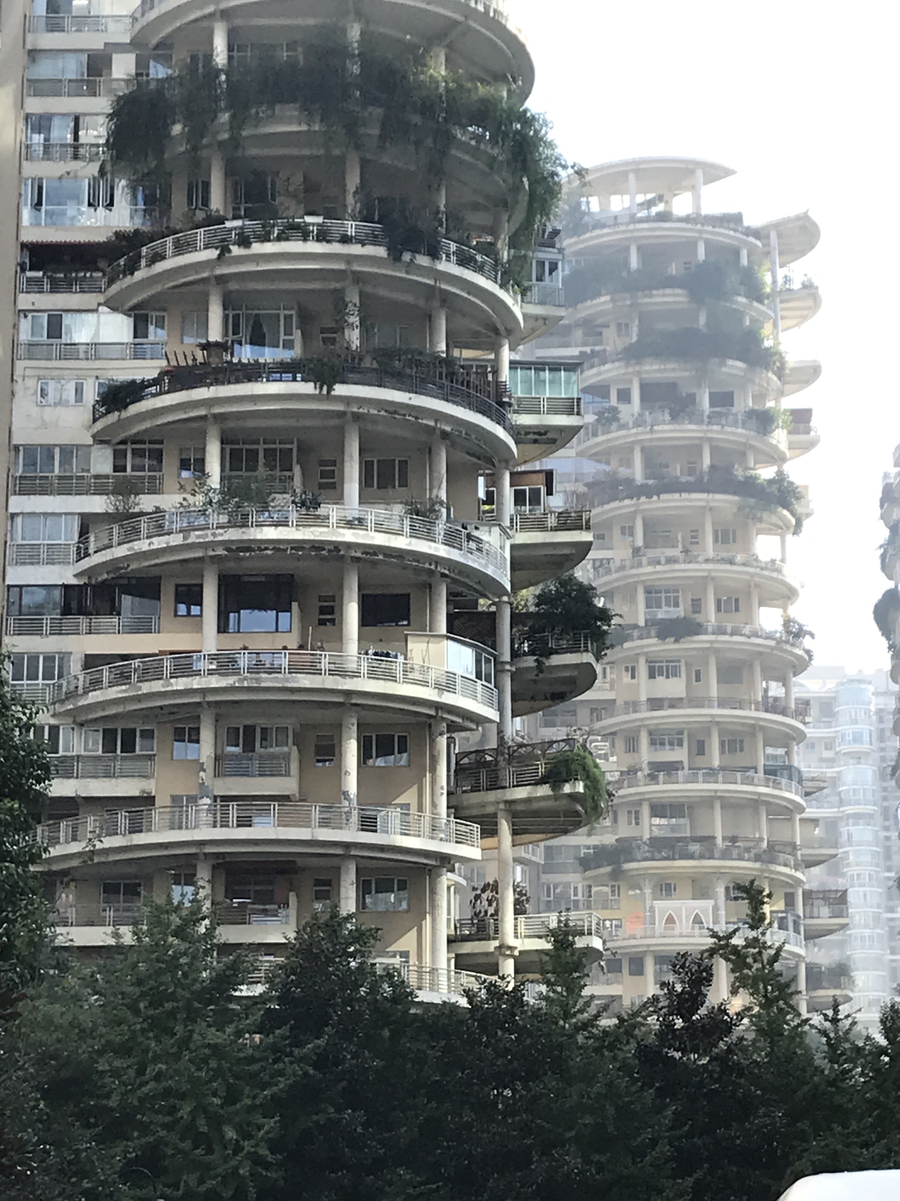 towering highrises with huge balconies